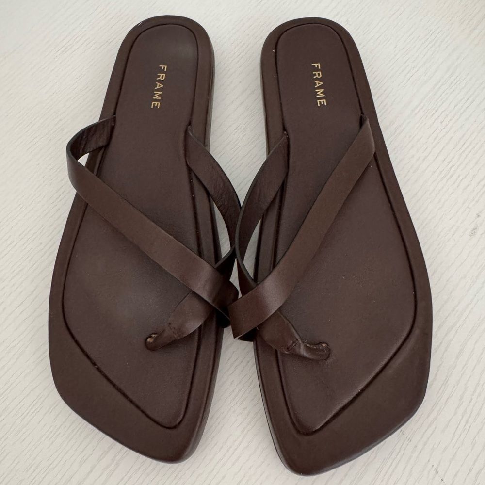FRAME Womens Shoes Le Montauk Brown Thong Sandals Size 36 US 6 Platform Open Toe